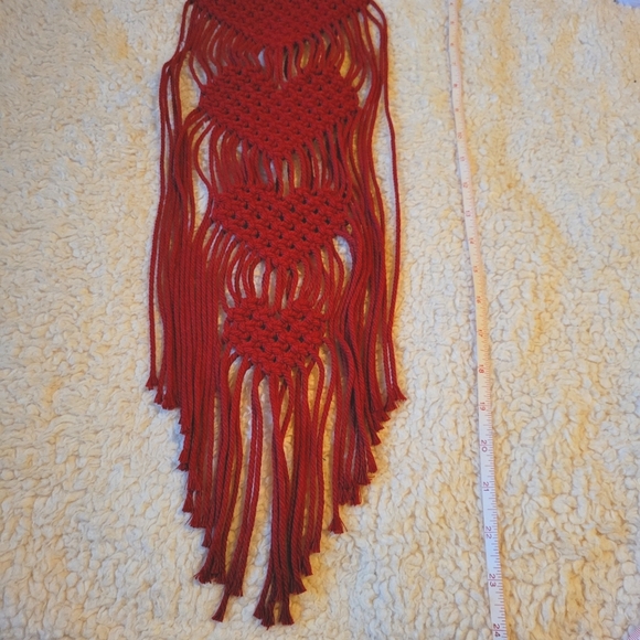 Macrame hanging wall decor red hearts hand-made - Picture 5 of 5